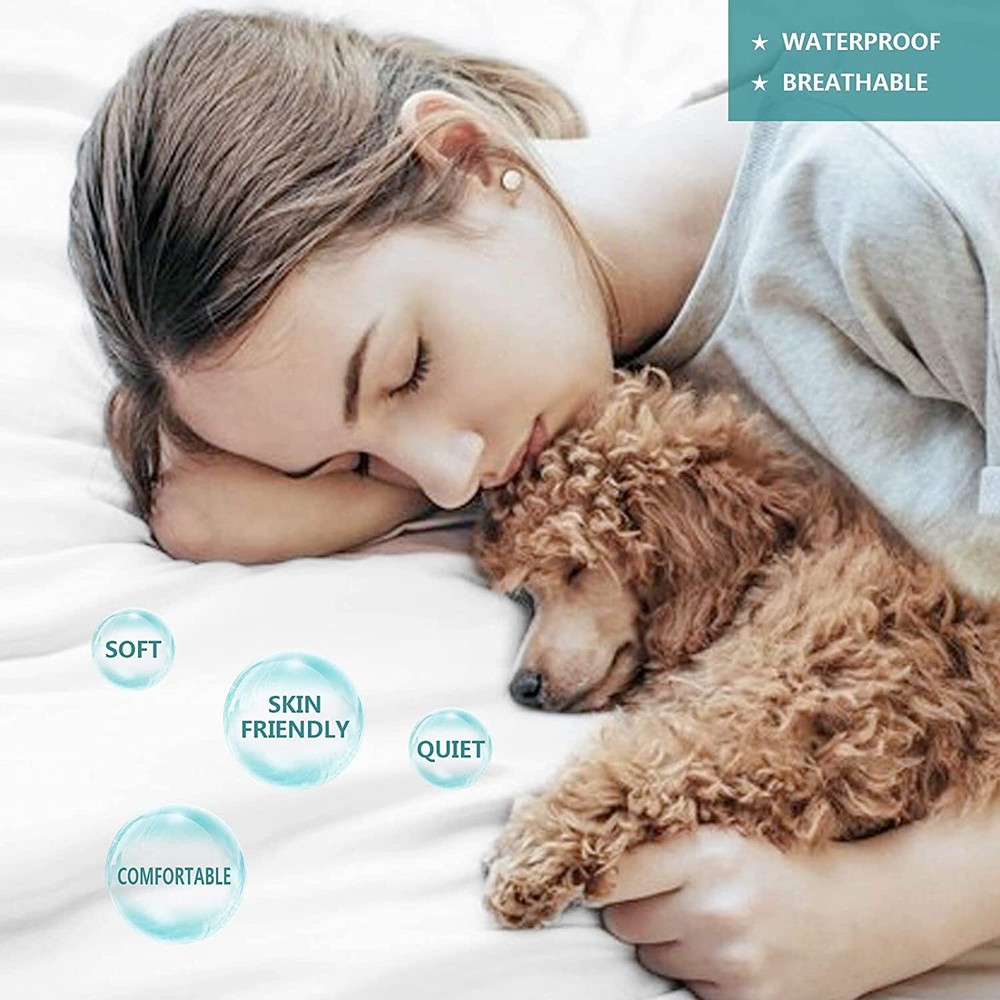 Waterproof Mattress Cover Polyester Top Matress Protector Deep Pocket Noiseless