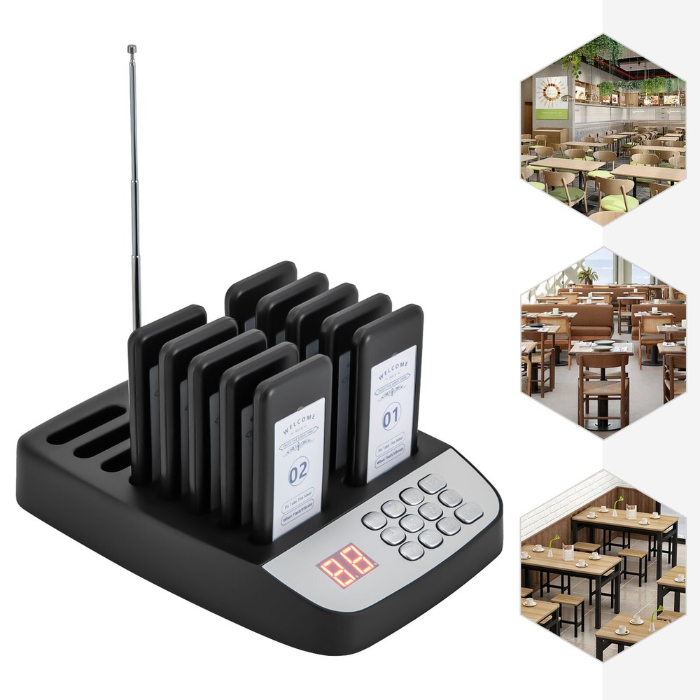 Restaurant Wire-less Pager Calling System 10Buzzer Queuing Calling Pager Waiters