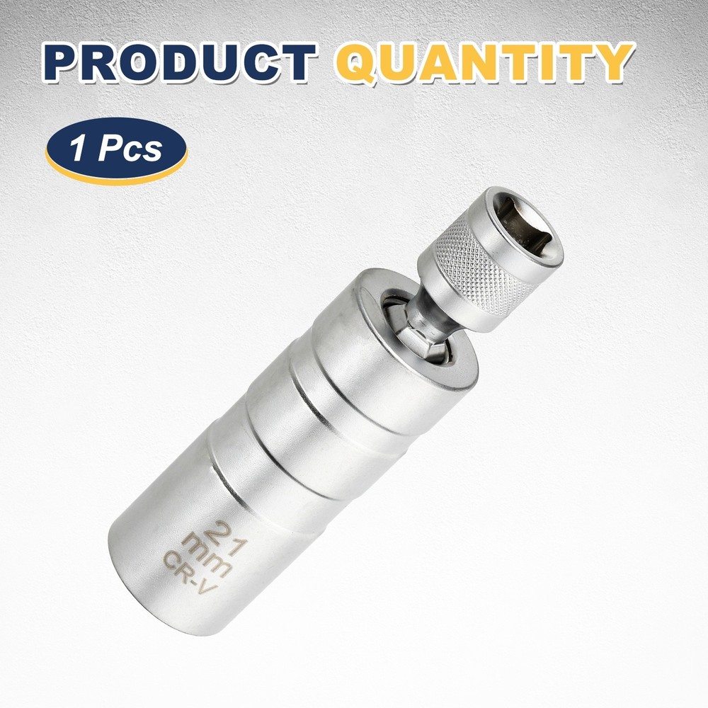 Spark Plug Socket 3/8" Drive 21mm Swivel Magnetic Thin Wall Silver