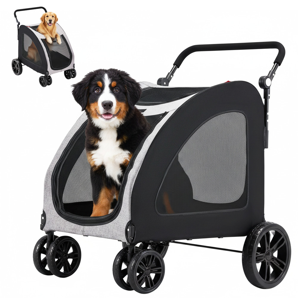 Danrelax Large Pet Stroller for Large/Medium Dogs, 77 lb Capacity
