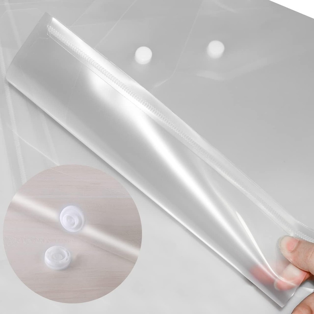 6 or 30Pcs Plastic Envelopes, Clear Reusable Poly Envelope Waterproof File