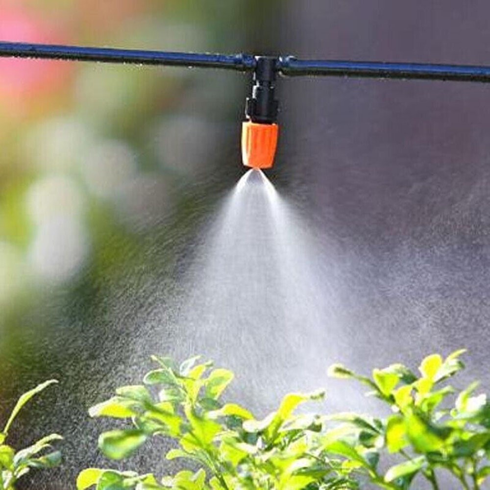 20/50pcs Single Orange Adjustable Atomizing Nozzle With Connector + 4/7 Pipe Tee