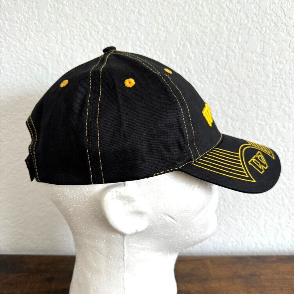 Warrior Custom Golf .com Baseball Hat Cap Stitched Black Yellow Strapback Cotton