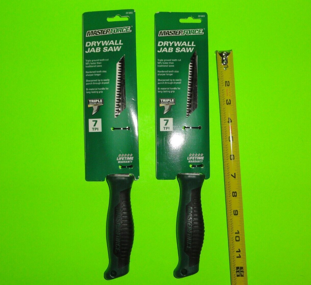 (2 Pack) Masterforce Drywall Jab Saw 7" Triple Ground Teeth Sharpened Tip 7 TPI