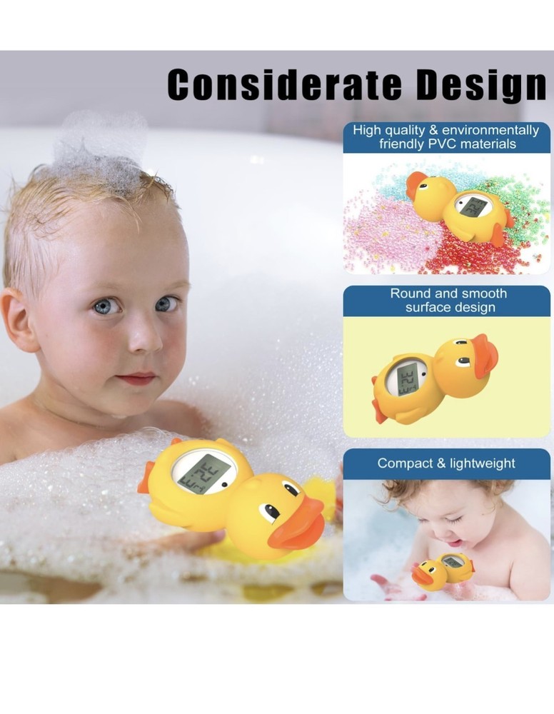 Duck Baby Bath Thermometer with LED Display and Temperature Warning