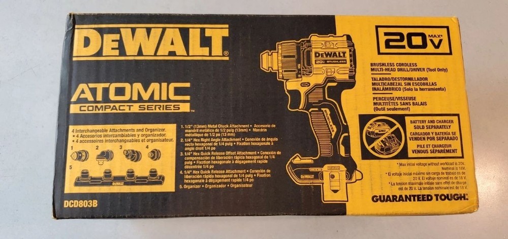 DeWALT DCD803B ATOMIC 20V MAX 1/2" Multi-Head Drill Driver.  Bare Tool Only