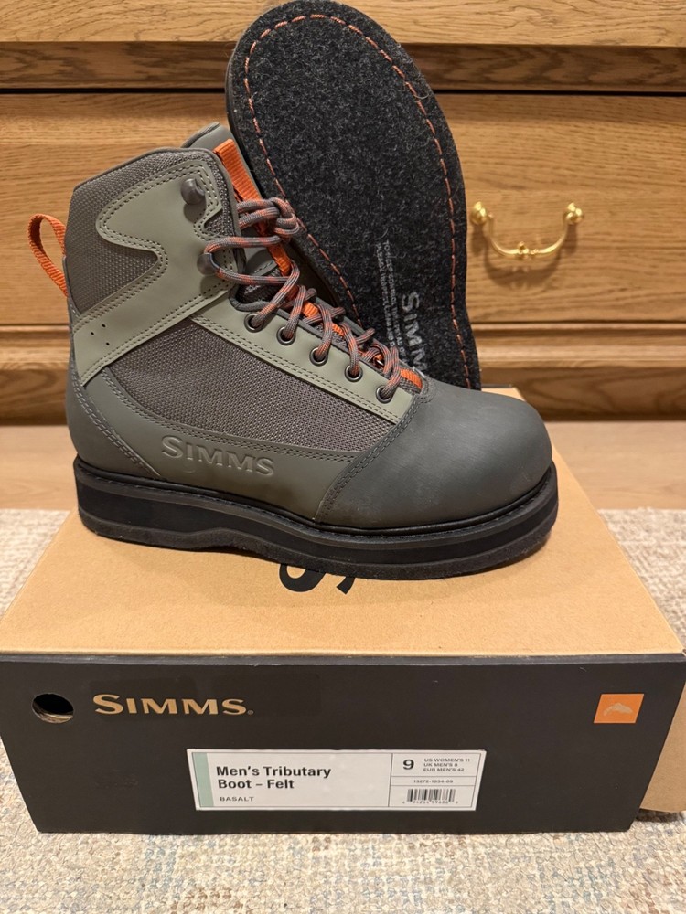 Simms Men's Tributary Wader Boot Felt Basalt 9 NEW