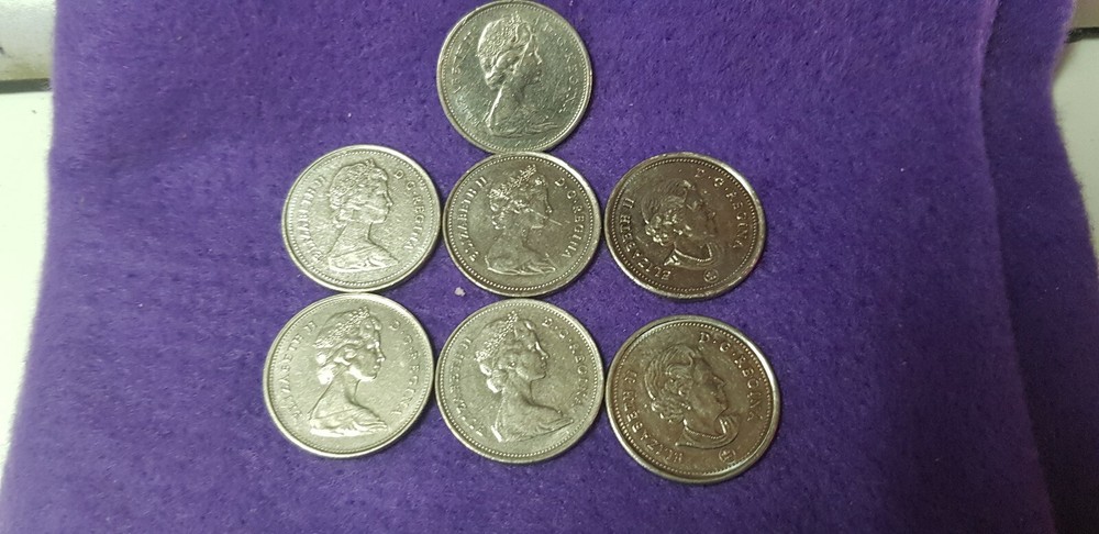 @@@ 7 X MIXED DATES CANADA TWENTY FIVE CENTS No 2 @@@..