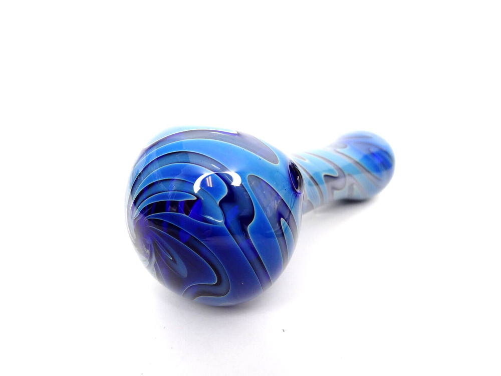 Heady Pattern Glass Hand Pipe – Unique Blue Color Pattern