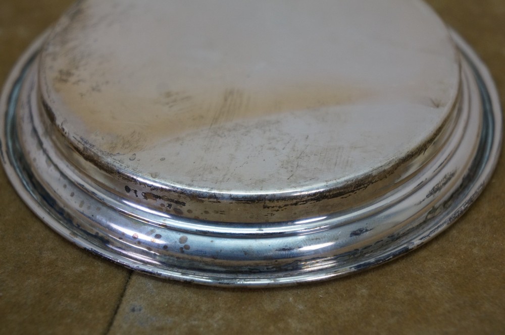 Antique Solid Sterling Silver 925 Wine Drink Bottle Coaster 53g 4.5"