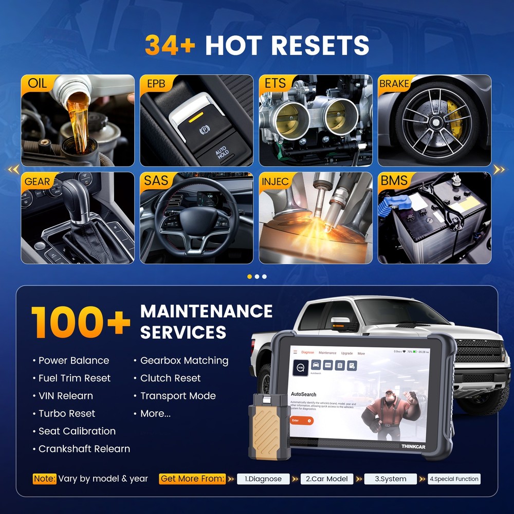 ThinkScan 689BT+TPMS Tool Bidirectional Auto Diagnostic OBD2 Scanner E.CU Coding