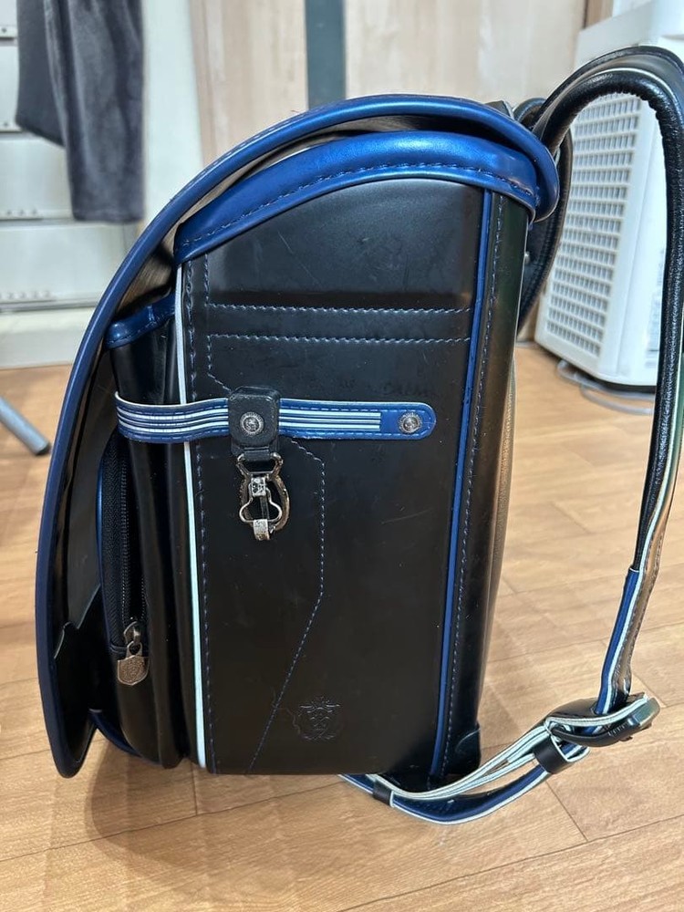 Randoseru Black Japanese School Backpack Classic Style Embossed Pattern