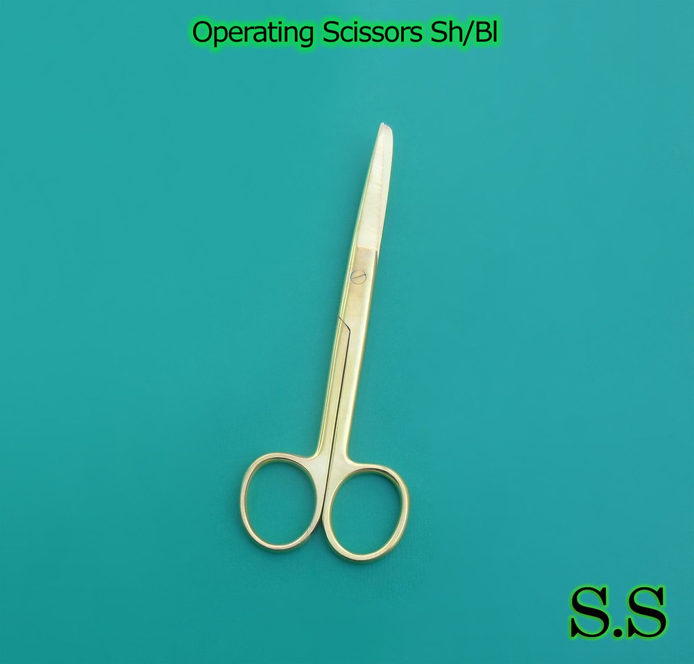 Operating Scissors Sharp-Blunt 6" Curved Full Gold Surgical Instruments