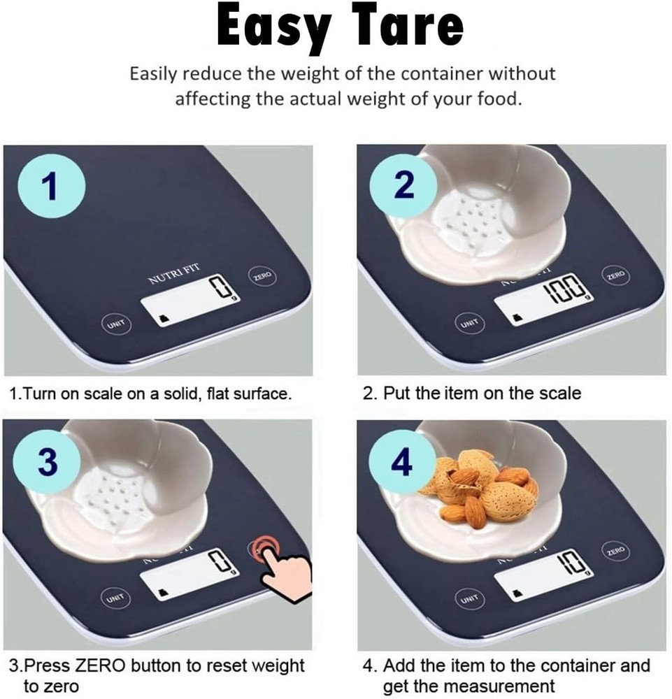 Precision Digital Kitchen Food Scale with Large LCD & Tare Function