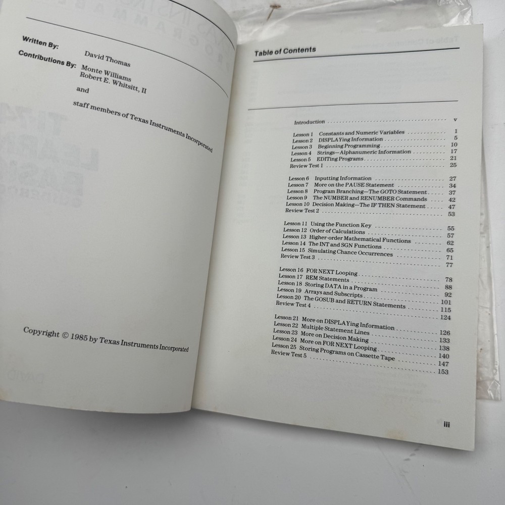 Texas Instruments TI-74 BASICALC Programmable Calculator + Learn BASIC Guidebook