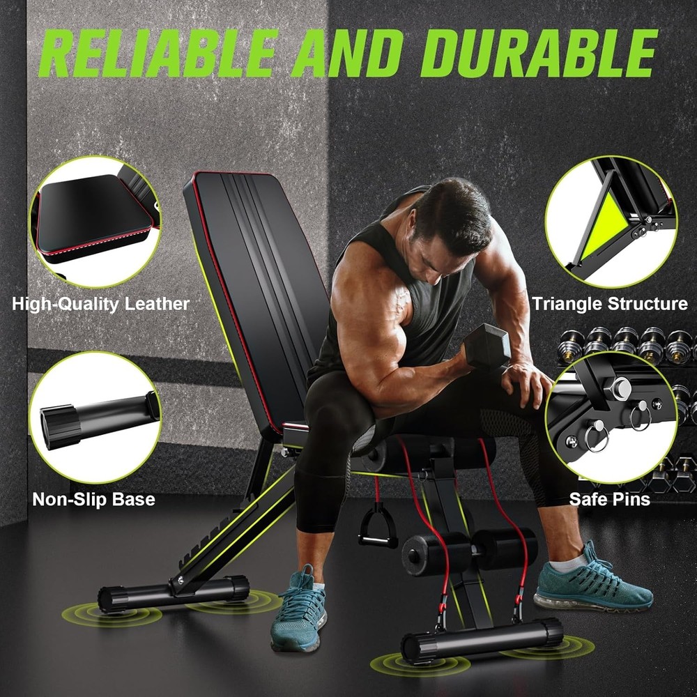 Adjustable Folding Weight Bench for Home Gym, 660 lbs Capacity Multi-Function...