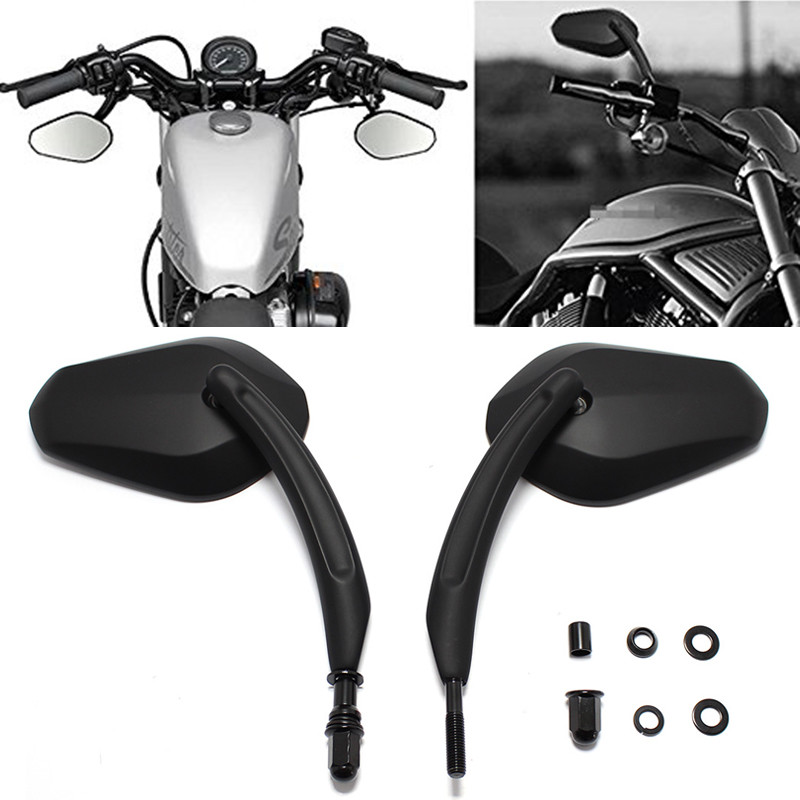 Black Rearview Wing Mirrors for Harley Davidson Flstc Fxdb Dyna Fxdf Flstf 8mm