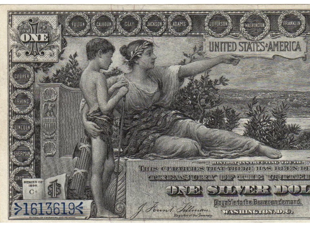 1896 $1 🇺🇸 Wonderful (( EDUCATIONAL NOTE )) Silver Certificate , Sharp Eye VF+