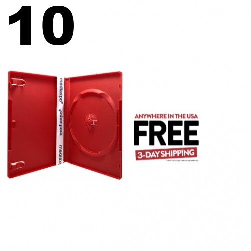 10 STANDARD Solid Red Color Single DVD Cases ** 1-3 DAY