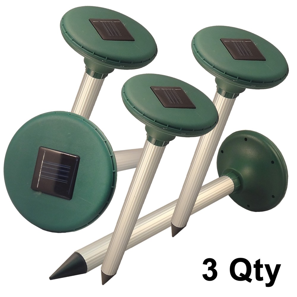 3pc Garden Solar Energy Power Multi Pulse Mouse Gopher Mole insect Pest Repeller