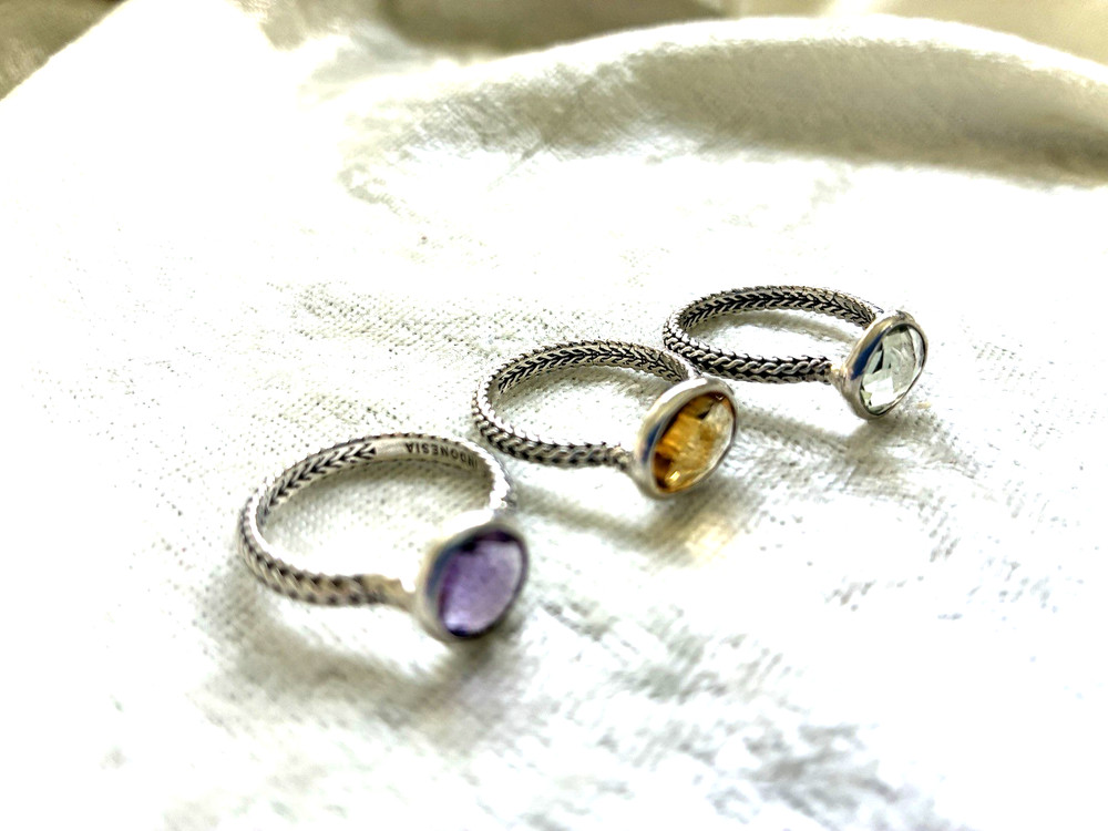 ROBERT MANSE STERLING SILVER MULTI-GEMSTONE STACK RING SET, SIZE 5, 6 (M5047-62)