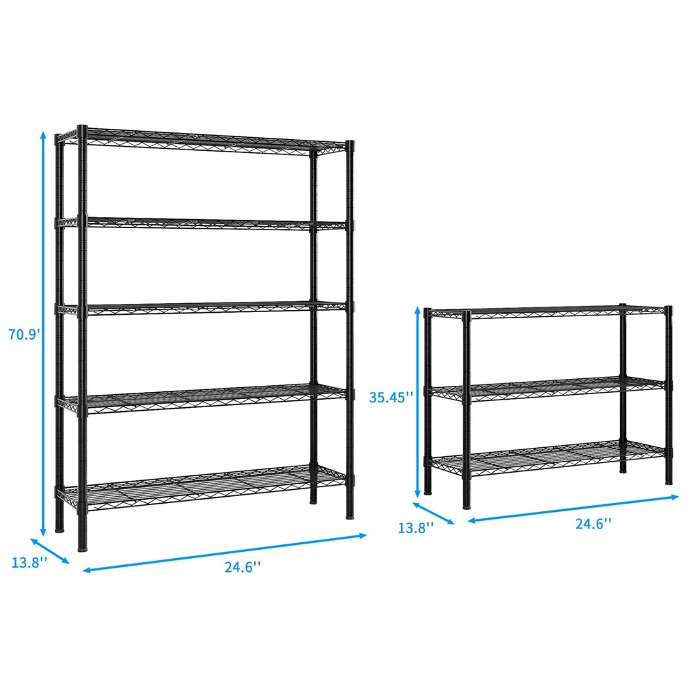 4-Tier Wire Shelving Unit 2-Column - Heavy Duty, Adjustable, Modular & Black