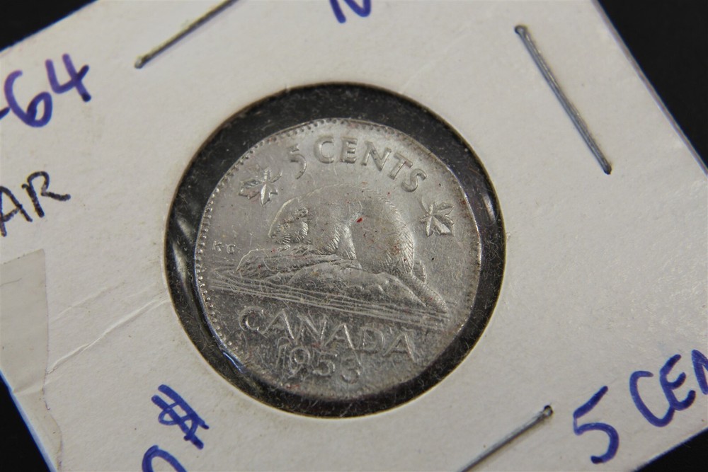 CANADA 5 CENT 1953 NSF FAR LEAF