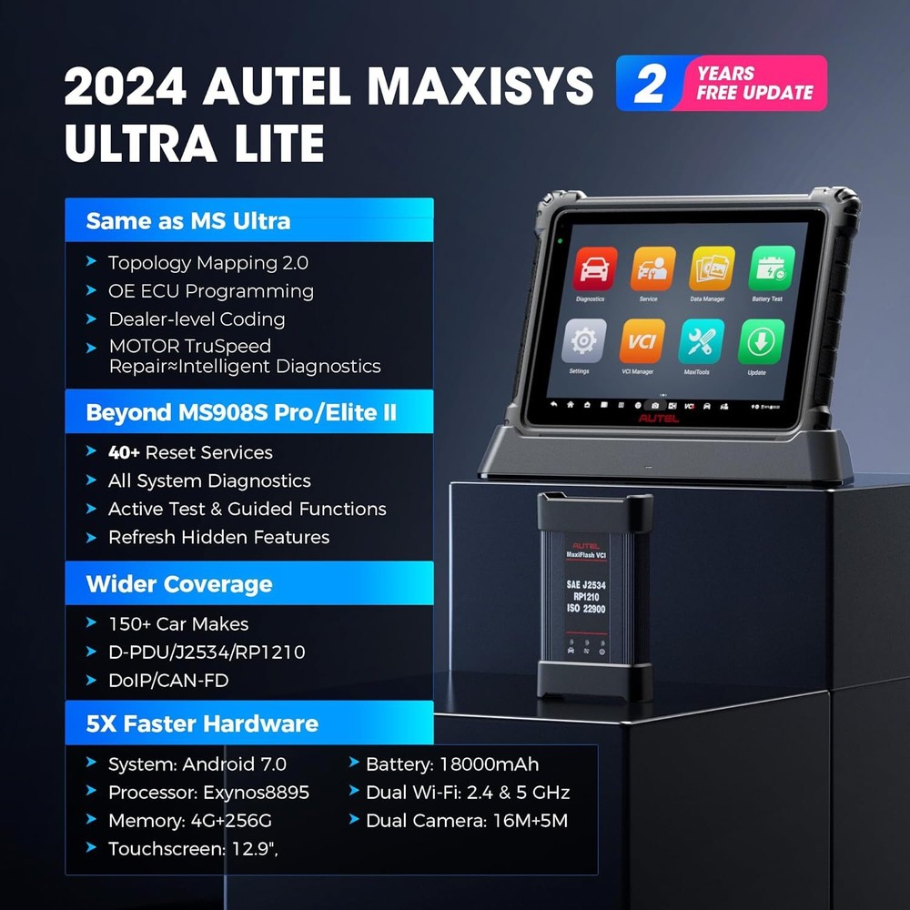 2024 Autel MaxiSys ULTRA Lite MS919 Diagnostic Scanner Advanced VCMI Programming