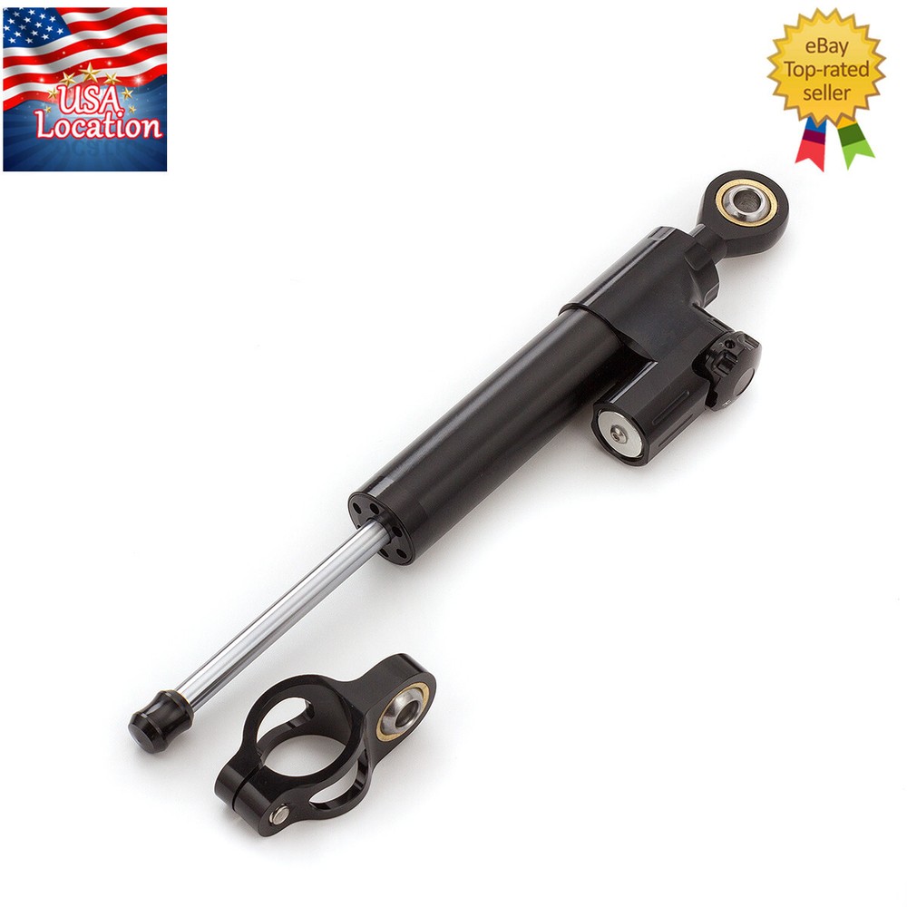 Universal CNC Steering Damper Stabilizer Linear Reversed Shock Absorber Black