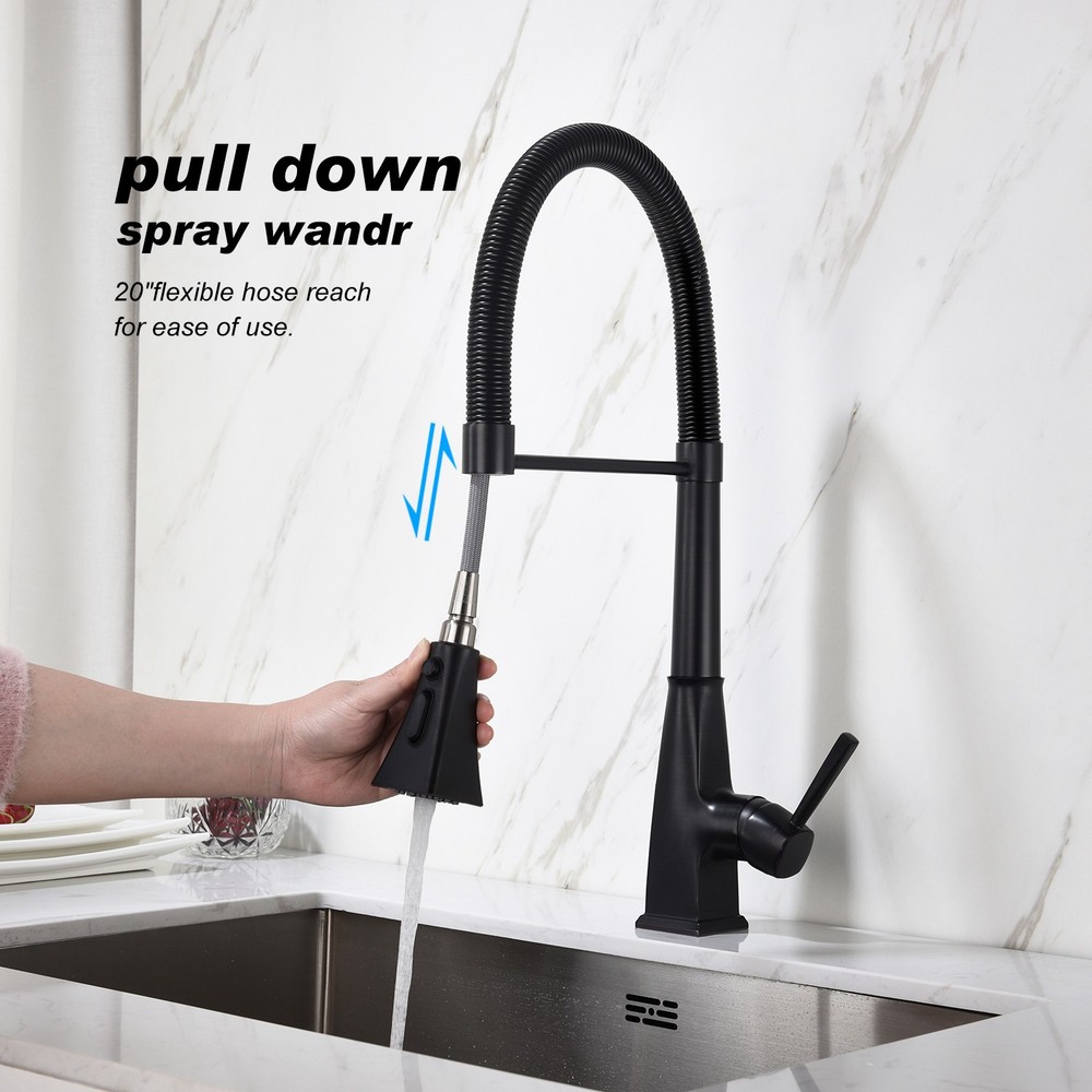 Pull-Out Spray Kitchen Faucet, High-Arc Single Handle 360° Swivel