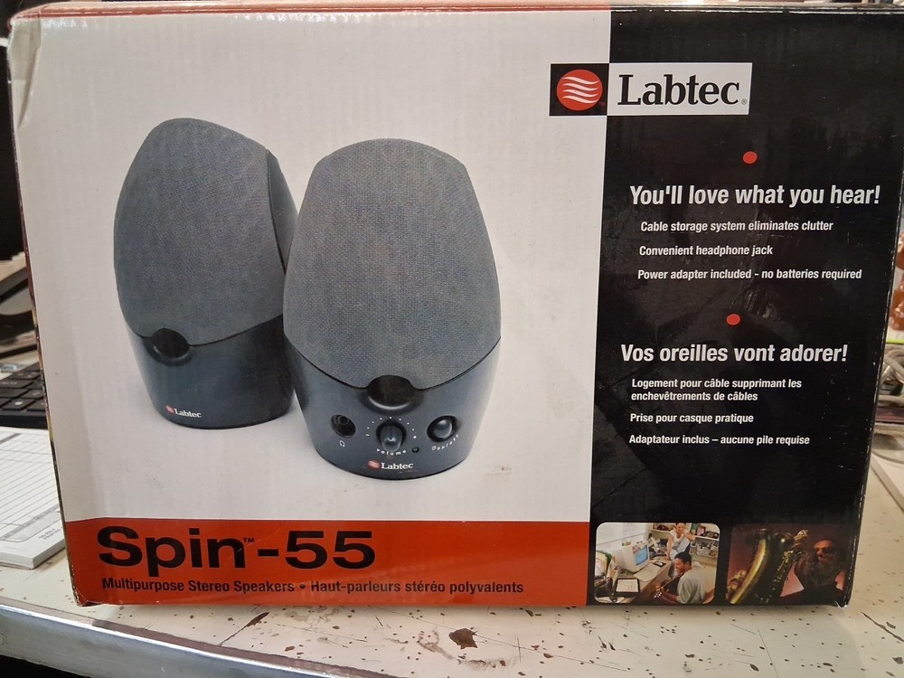 Labtec Spin-55 Multi-purpose Stereo Speaker Pair  Brand New
