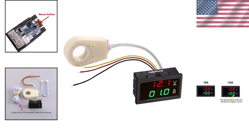 Dual Display Current Voltage Meter 5-100V 100A