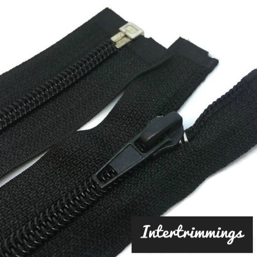 BLACK 30"/76CM NYLON ZIPPER PLASTIC TEETH, OPEN END, AUTO LOCK, X1