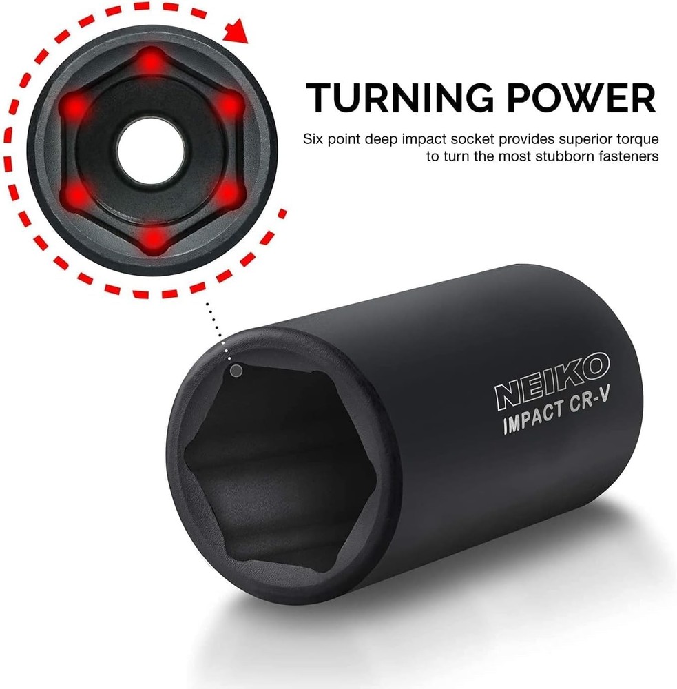 NEIKO 65pc 1/2 Impact Socket Set Standard Metric Deep