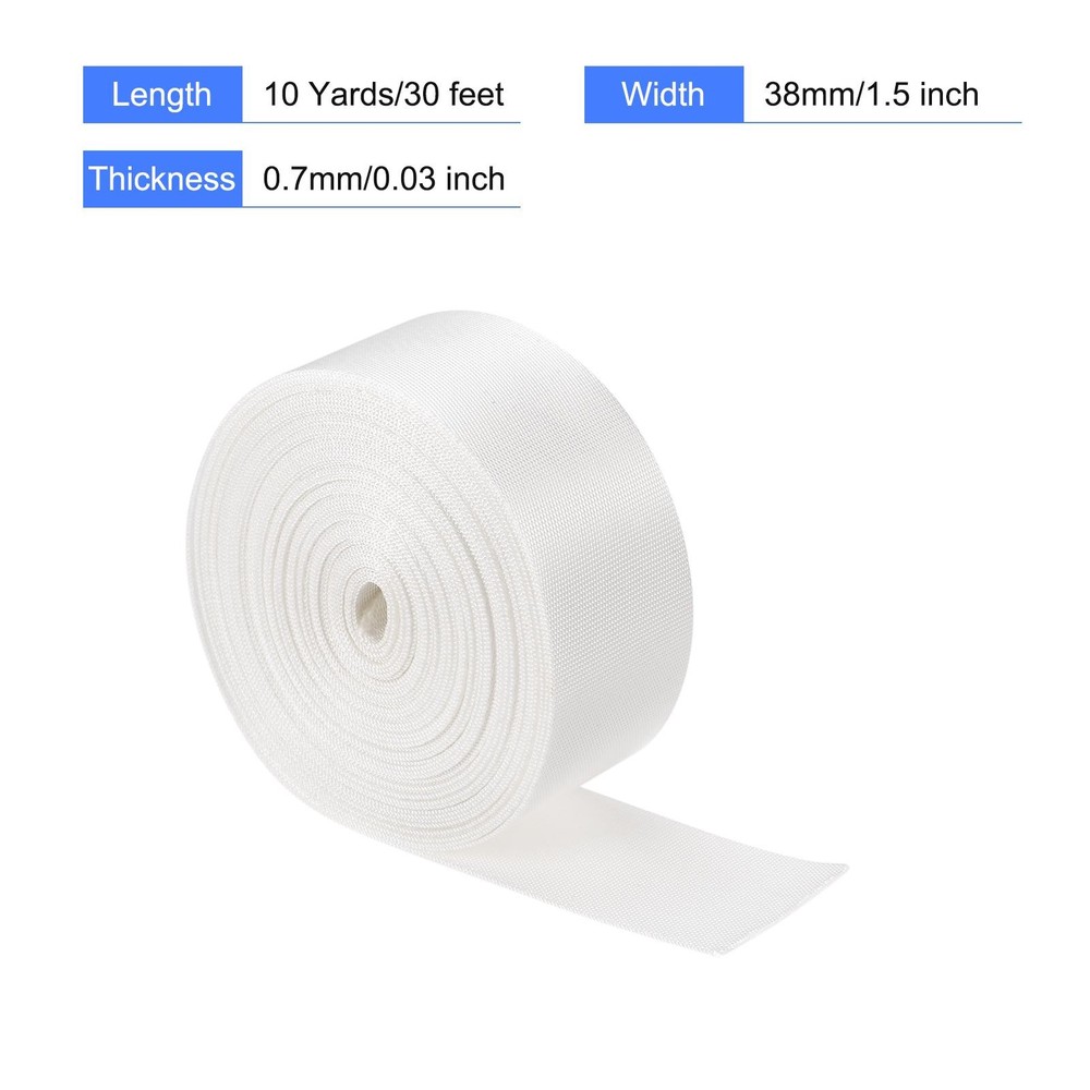 Flat Nylon Webbing Strap 1.5 Inch 10 Yards White for Backpack, Luggage-rack
