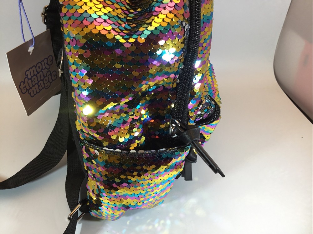 Girls More than Magic Sequin Flip Small Backpack Purse Multicolor Rainbow