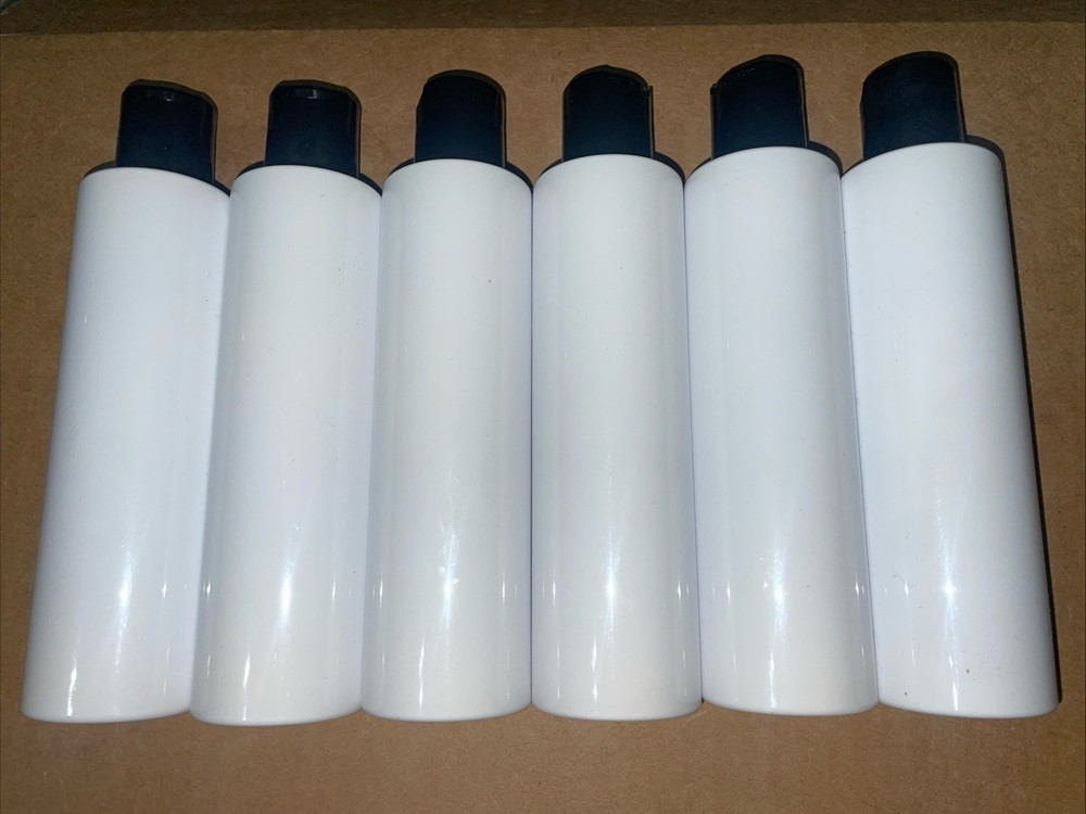 6oz White PET Bottle With Black Cap (6pk )