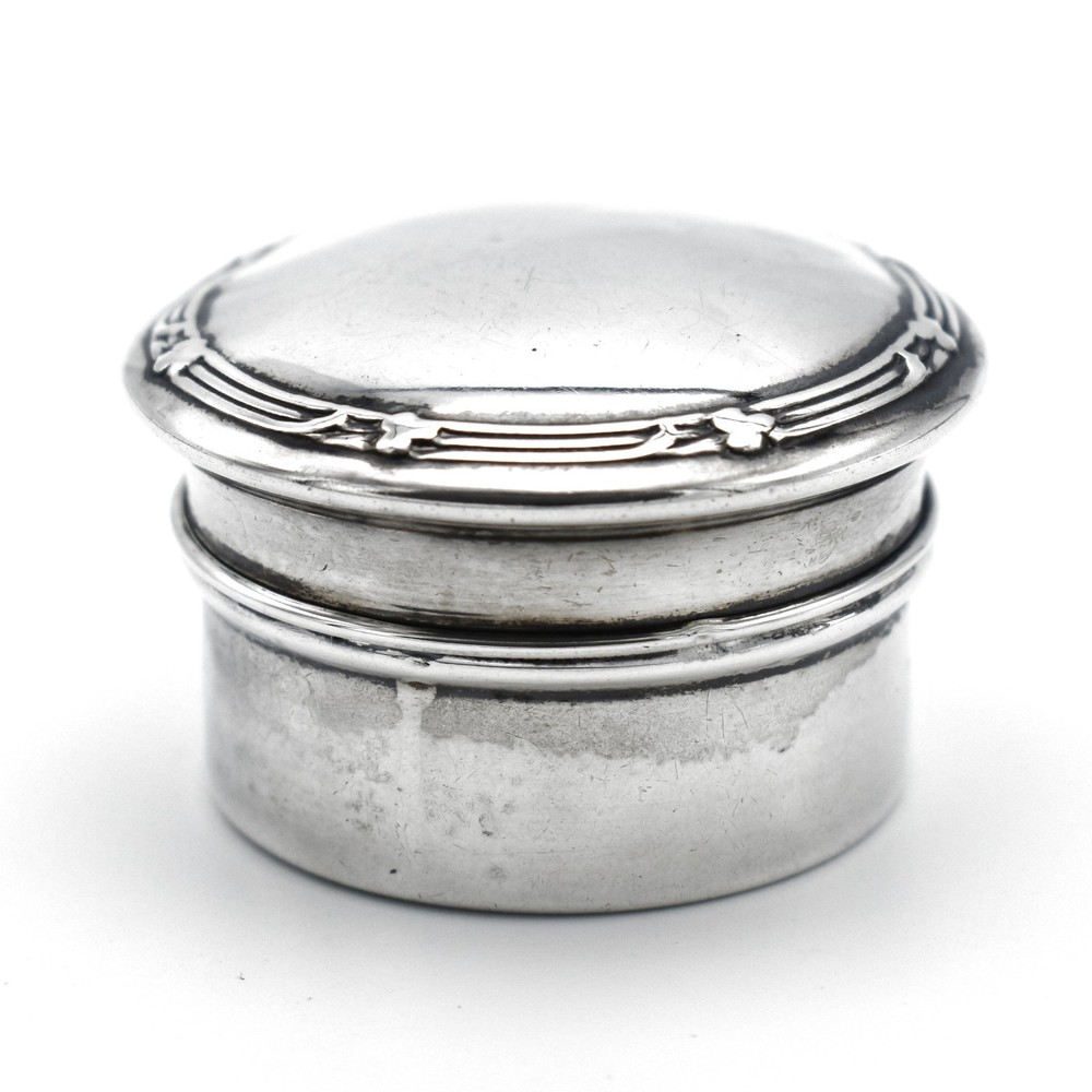 Antique Solid Silver Pill Pot Snuff Box Powder Pot 1921