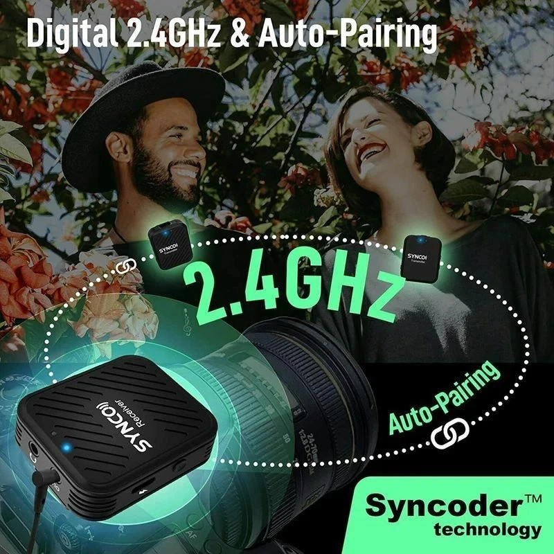SYNCO G1 A2 2.4GHz Wireless Lavalier Microphone System 1 Receiver 2 Transmitter