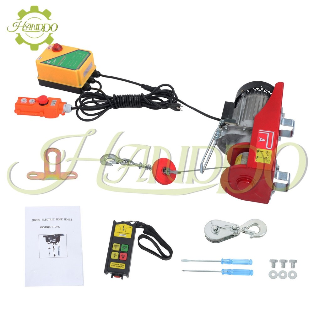 Mini Electric Hoist 1320lbs 14ft Wired Remote + 328ft Wireless Remote Control