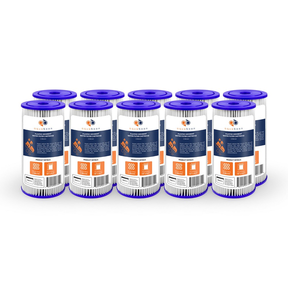 10PK of Big Blue 5µm Pleated Washable Sediment Water Filter 10"x4.5" by Aquaboon