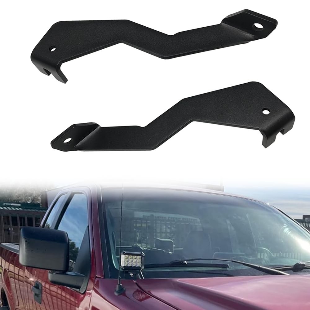 KANGIKX F150 Front A-Pillar Hood Hinges LED Work/Cube 2004-2014, Black