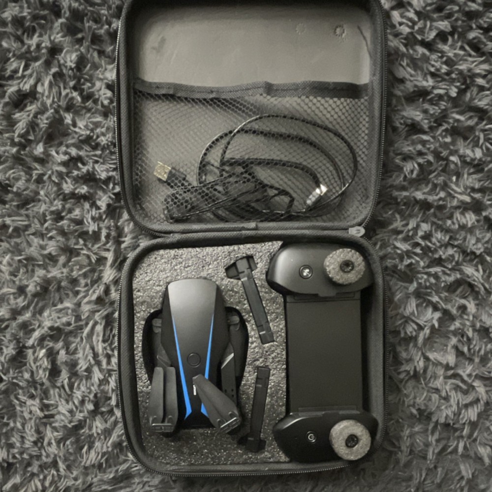 Foldable RC Quadcopter Drone with Camera, Controller - Black/Blue