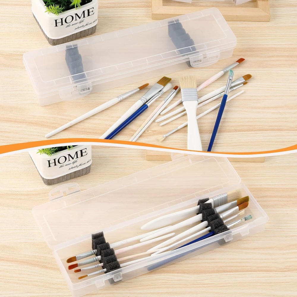 3 Pcs Paint Brush Storage Containers with Foam Inserts, Black