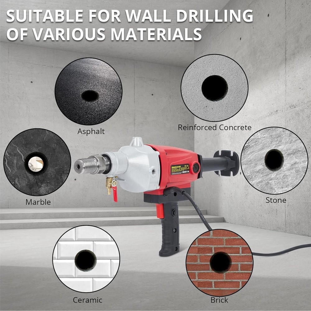 Diamond Core Drill Machine 4'' Concrete Core Drill Rig 1880RPM w/2'' Drill Bits