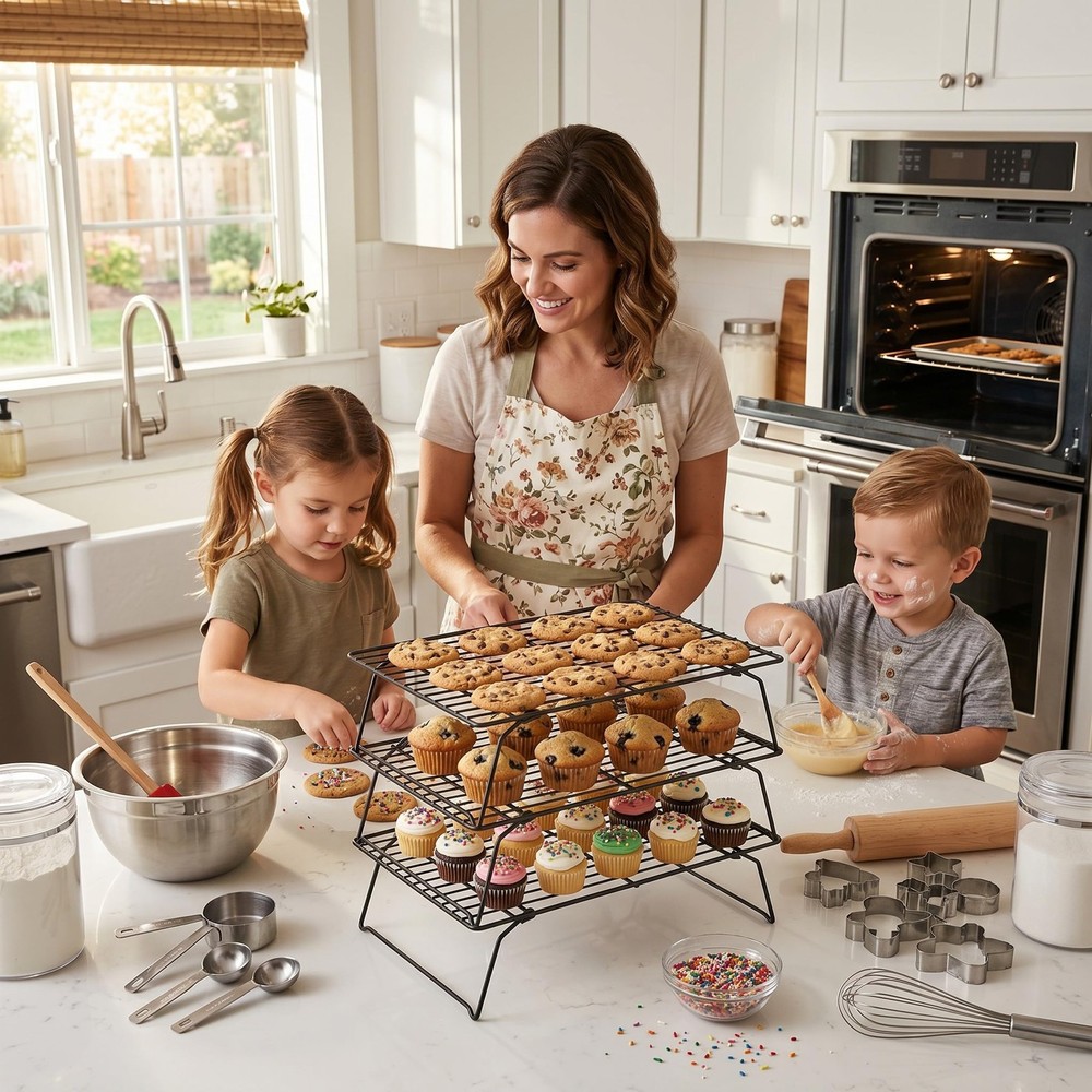 Cooling Racks for Baking, 3-Tier Stackable Wire Cooling Rack Set 10"x15.8",He...