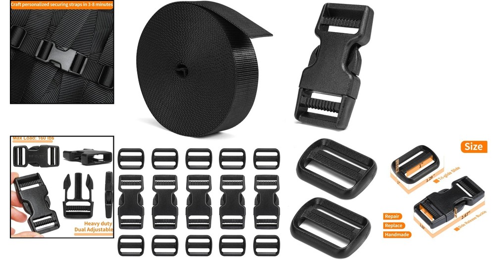 Heavy Duty Nylon Webbing Strap and Buckle Set for DIY Projects