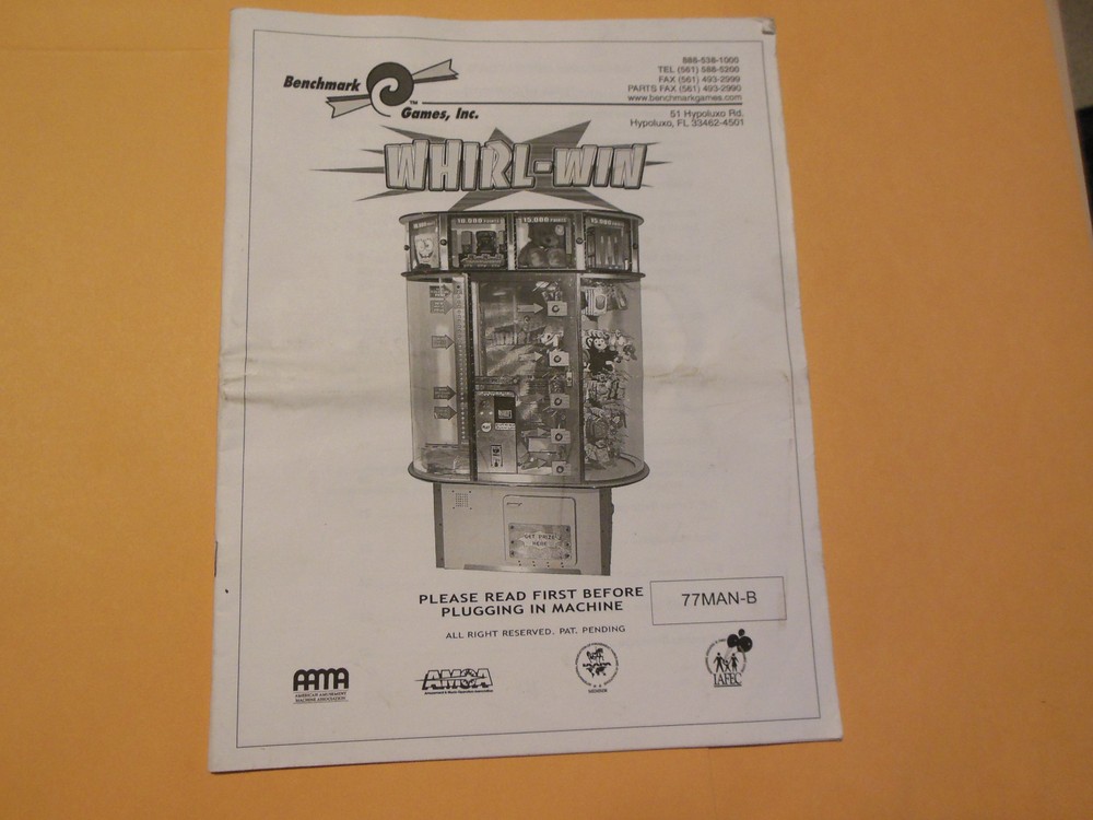 WHIRL WIN    arcade  game manual