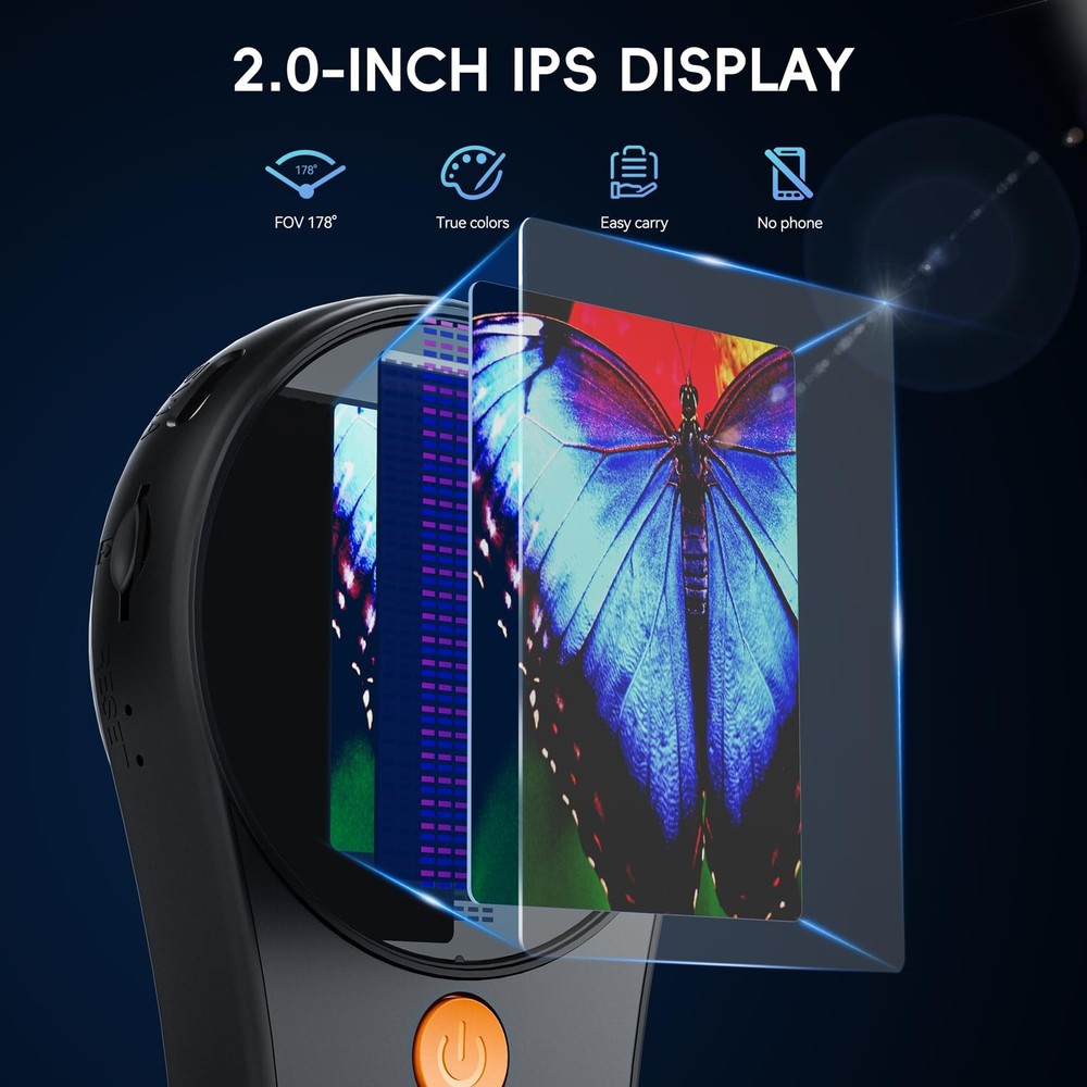 SKYBASIC 500X Macro Handheld Digital Microscope 2" IPS Screen PC Compatible Port