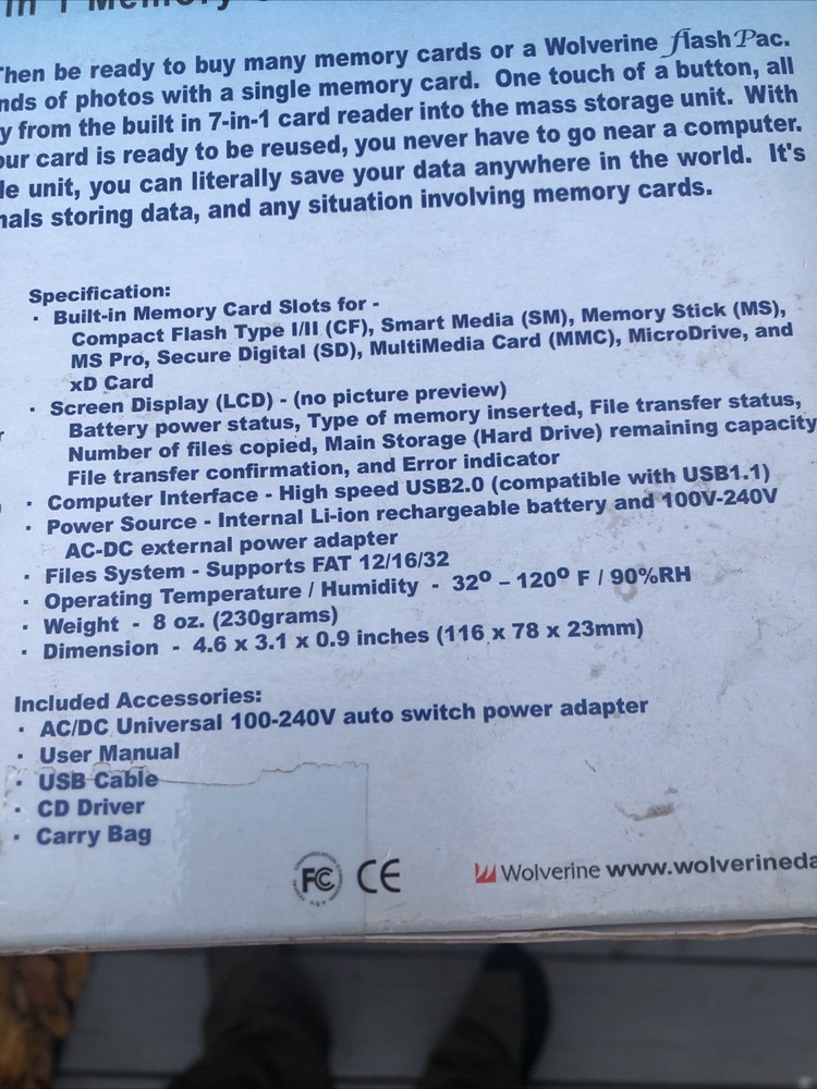 Wolverine Data 60GB FlashPac 7000 Series Portable Data Storage HDD Version